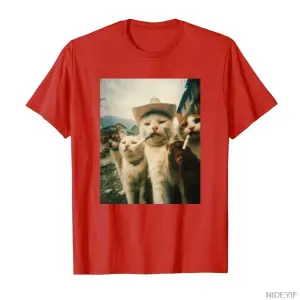 Komik Kovboy Kediler Vintage Meme Tasarım T-shirt Erkekler Kadınlar Için % 100% Pamuk T Shirt
