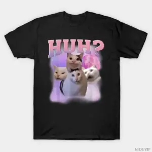 Komik Meme Huh Kedi Gömlek Kedi Severler Mizah T-shirt Erkekler Kadınlar Için % 100% Pamuk T