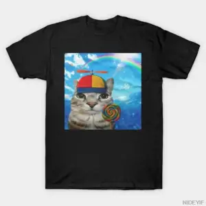 Komik Mutlu Kedi Dreamcore Meme Brainrot Aptal Kitty T-shirt Erkekler Kadınlar Için % 100% Pa