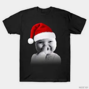 Komik Niş Gen Z Memesi Gülen Yapay Zeka Noel Tişörtü Erkekler ve Kadınlar İçin %100 Pamuklu T