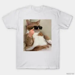 Komik Sassy Kedi Orta Parmak Meme T-shirt Erkekler Kadınlar Için % 100% Pamuk T Shirt Kısa Ko