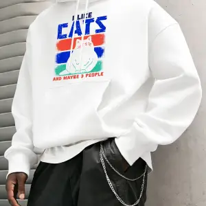 Komik Sevimli Kedi Eğlenceli Aşıklar Kedileri Seviyorum Baskılı Erkekler Hoody Moda Gevşek Ka