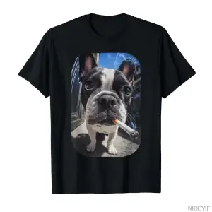 Komik Sigara İçen Boston Terrier Köpek Memesi Gen Z Sigara Tişörtü Erkekler ve Kadınlar İçin
