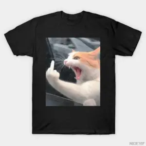 Komik Turuncu Kedi Meme Kaba Zencefil Kedi Tutumu T-shirt Erkekler Kadınlar Için % 100% Pamuk
