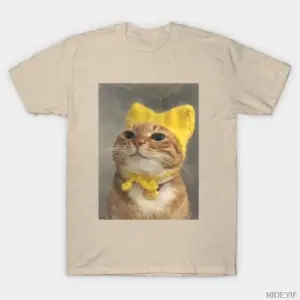 Komik Zencefil Kedi Meme Tişörtü Sevimli Turuncu Kedi Portreli Tişört Erkekler ve Kadınlar İç