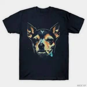 Köpek Sigara İçen Sigara Komik Chihuahua T-shirt Erkekler Kadınlar Için % 100% Pamuk T Shirt