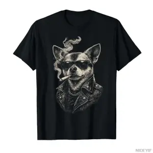 Köpek Sigara İçiyor Komik Chihuahua Meme T-shirt Erkekler Kadınlar Için % 100% Pamuk T Shirt