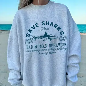 Köpekbalıkları Yazdırma Tişörtü Bayan Polar Sıcak Gevşek Kapüşonlular Bisiklet Yaka Temelleri