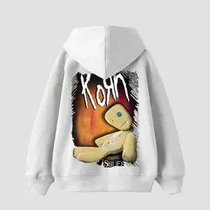 Korn Baskılı Oversize Unisex Beyaz