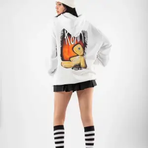 Korn Baskılı Oversize Unisex Beyaz