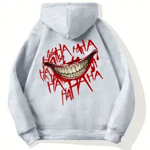 Kötü palyaço gülümseme baskılı Hoodies rahat sokak kadın tişörtü rahat polar kazak Crewneck g