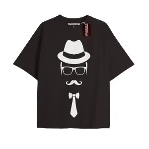 KRAVAT Unisex Oversize Yazılı Tshirt SİYAH