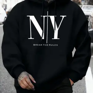 Kuralları Bozun Evet Hayır Baskılı Sonbahar Polar Tişörtü Erkek Yumuşak Koşu Kapüşonlu Üstü S
