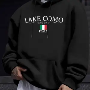 Lake Como Italia Harfli Baskılı Kazaklar Erkek Rahat Sokak Modası Sweatshirt Sonbahar Polar S