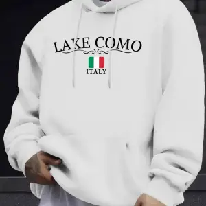 Lake Como Italia Harfli Baskılı Kazaklar Erkek Rahat Sokak Modası Sweatshirt Sonbahar Polar S