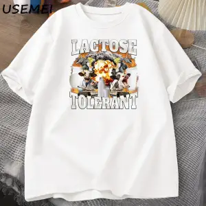 Laktoz toleranslı T Shirt erkek kısa kollu Tee üstleri Harajuku boy baskılı T Shirt Meme Tshi 2985