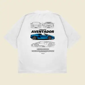 Lamborghini Aventador Baskılı Oversize Unisex Pamuklu Nefes Alan Kalın Kumaşlı