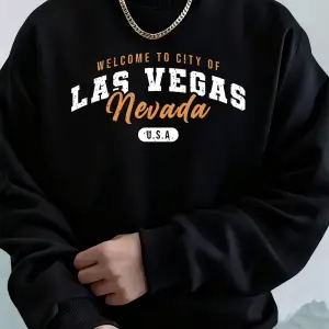 Las Vegase Hoş Geldiniz Nevada Baskılı Erkek Sweatshirtleri Kışlık Polar Sıcak Kapüşonlu Üst