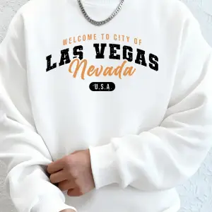 Las Vegase Hoş Geldiniz Nevada Baskılı Erkek Sweatshirtleri Kışlık Polar Sıcak Kapüşonlu Üst