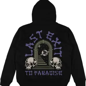 Last Exit Siyah Oversize Unisex Kapüşonlu Sweatshirt Hoodie