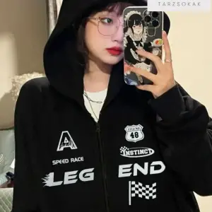 Leg End Race Sweatshirt Fermuarlı Hırka