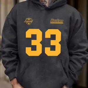 Legend Boston Number 33 Baskılı Polar Sonbahar Tişörtü Erkek Sokak Giyimi Tüm Maçlara Uygun S