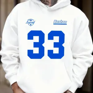 Legend Boston Number 33 Baskılı Polar Sonbahar Tişörtü Erkek Sokak Giyimi Tüm Maçlara Uygun S