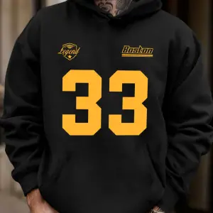 Legend Boston Number 33 Baskılı Polar Sonbahar Tişörtü Erkek Sokak Giyimi Tüm Maçlara Uygun S