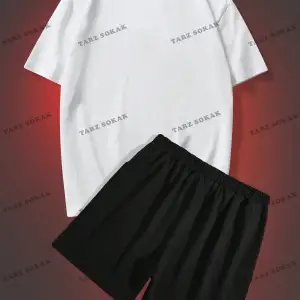 LEGND Erkek Oyun Kartı Baskılı Tişört ve İpli Bel Şort