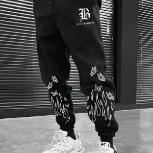 LEGND Fire & Letter Graphic Drawstring Waist Eşofman Altı