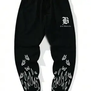 LEGND Fire & Letter Graphic Drawstring Waist Eşofman Altı