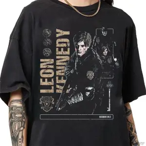 Leon Kennedy Resident Evil Biohazard Oyunu T-shirt Erkekler Kadınlar Için % 100% Pamuk T Shir