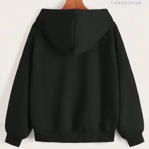 Leopar Desen Kalpler Sweatshirt Fermuarlı Hırka Siyah