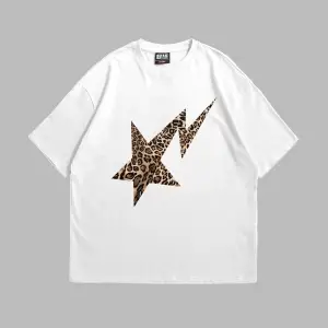Leopar Falling Star Oversize Unisex Beyaz
