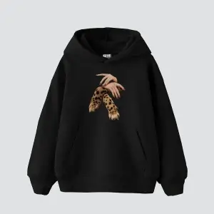 Leopar Hand Baskılı Oversize Unisex Premium Beyaz