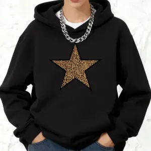 Leopar Pentagram Baskılar Kapüşonlular Pamuk Bayan Koşu Cep Kazak Sportif Gevşek Kazak Kış Po