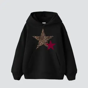 Leopar Starz Baskılı Oversize Unisex Beyaz