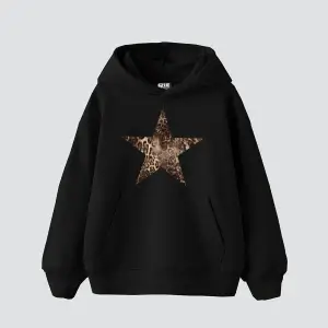 Leopar Starz Baskılı Oversize Unisex Premium Siyah