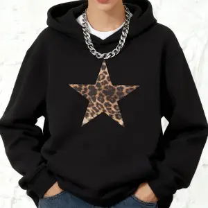 Leopar Yıldız Baskılar Kapüşonlular Pamuk Bayan Kış Polar Sıcak Tişörtü Cep Koşu Üstleri Raha