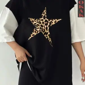 LEOPAR YILDIZ Siyah Oversize Çift Renk