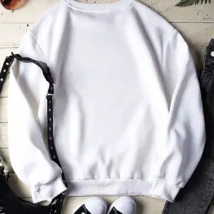 Leopard & Letter Graphic Lined Sweatshirt Beyaz