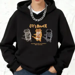 LetS Dance Cats Baskılı Pamuklu Kapüşonlu Üstler Bayan Sportif Bol Sweatshirtler Kışlık Pola