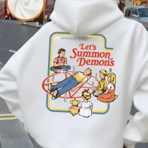 LetS Summon Demons Baskılı Kapüşonlu Üst Kadın Kışlık Polar Sıcak Sweatshirtler Temel Cepli