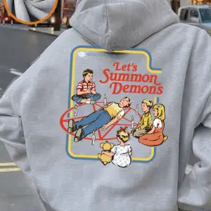 LetS Summon Demons Baskılı Kapüşonlu Üst Kadın Kışlık Polar Sıcak Sweatshirtler Temel Cepli