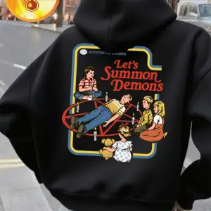 LetS Summon Demons Baskılı Kapüşonlu Üst Kadın Kışlık Polar Sıcak Sweatshirtler Temel Cepli
