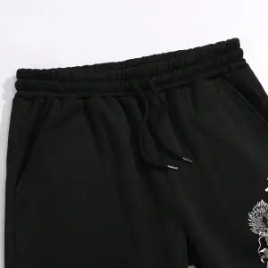 Letter & Fire Print Drawstring Waist Eşofman Altı