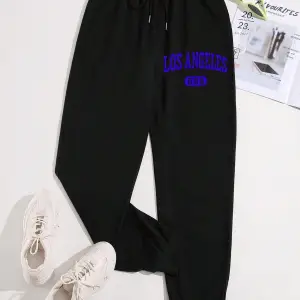 Letter Graphic Drawstring Waist 4 Mevsim Eşofman