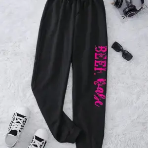 Letter Graphic Drawstring Waist 4 Mevsim Eşofman