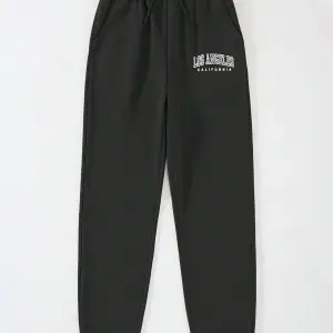 Letter Graphic Drawstring Waist 4 Mevsim Eşofman