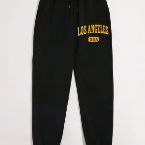 Letter Graphic Drawstring Waist 4 Mevsim Eşofman